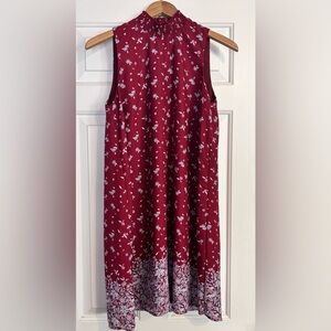 Pink Rose High Neck Sleeveless Dress with Floral Pattern Size Medium